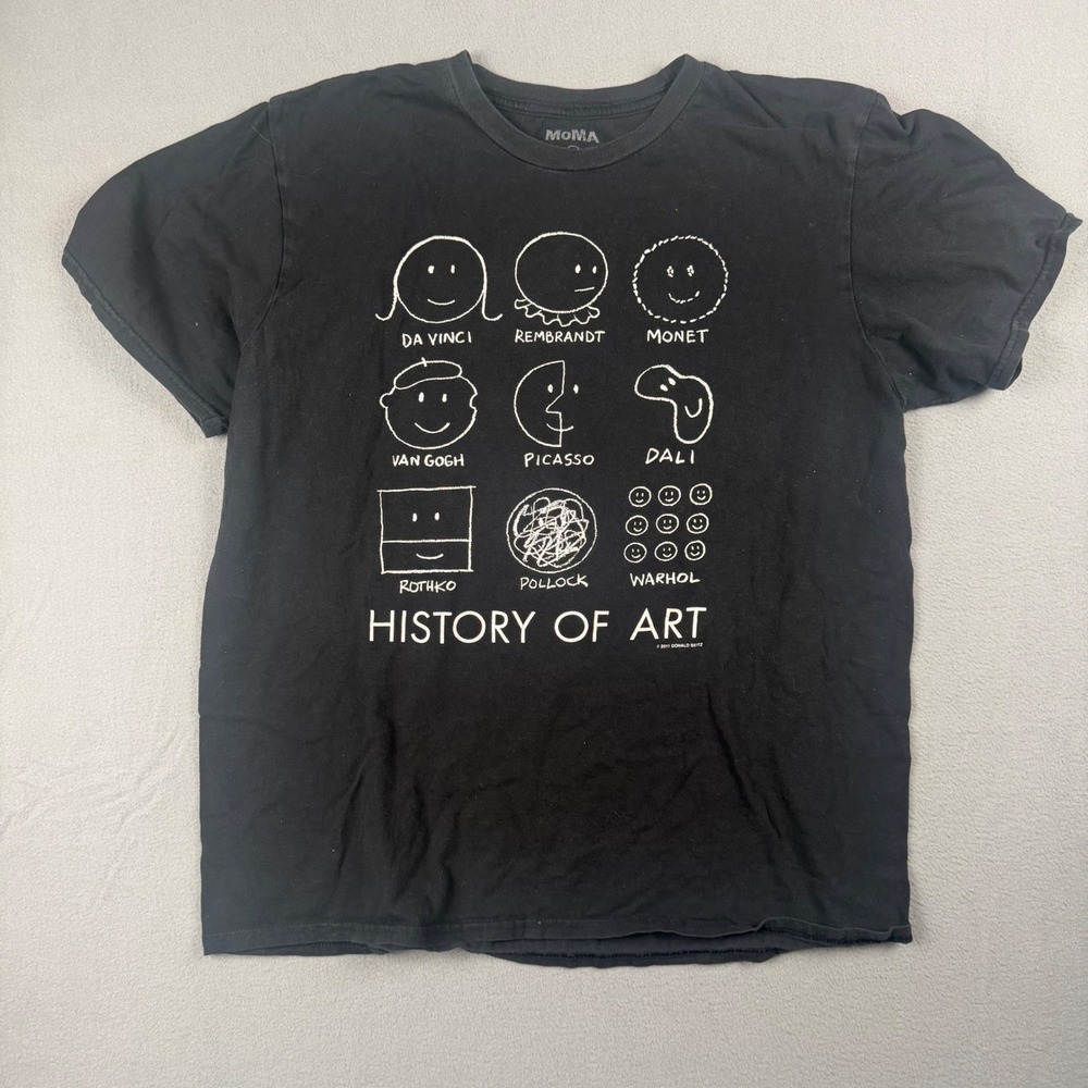 MoMA History of Art T-Shirt Donald Seitz Black Cotton Graphic Tee Mens Large
